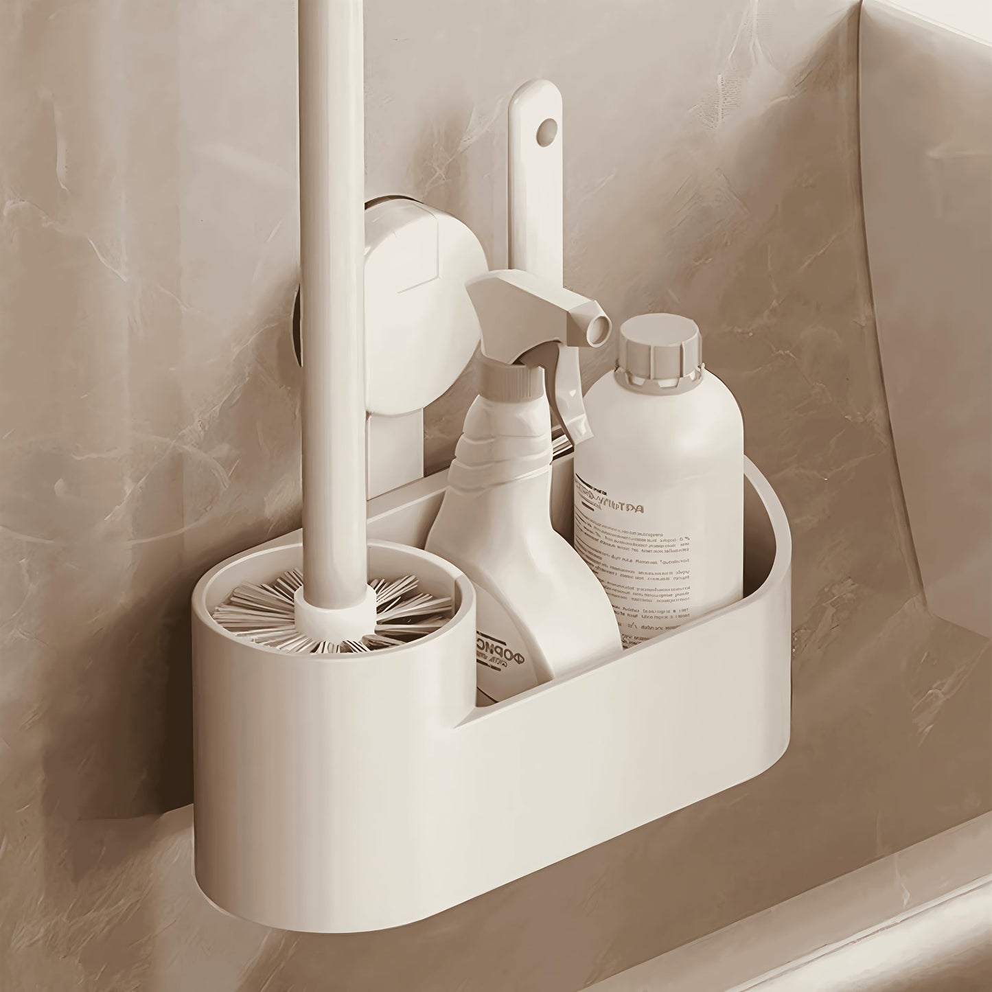 Toilet Brush Wall Mounted, Suction Cup Toilet Brushes and Holder Sets with Crevice Cleaning Brush, 2-In-1 Toilet Cleaner Brush for Bathroom Cleaning