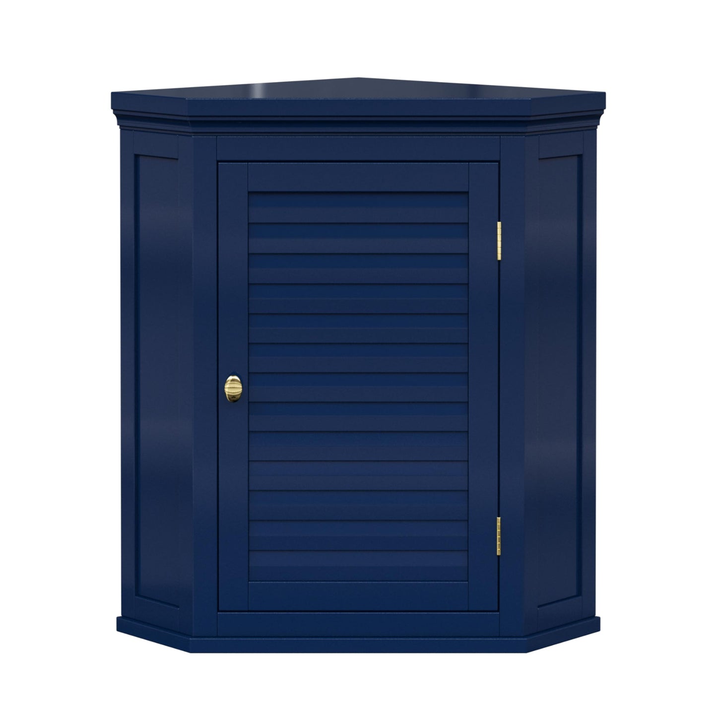 Teamson Home Glancy Removable Corner Wall Cabinet with Faux Louvered Door, Navy