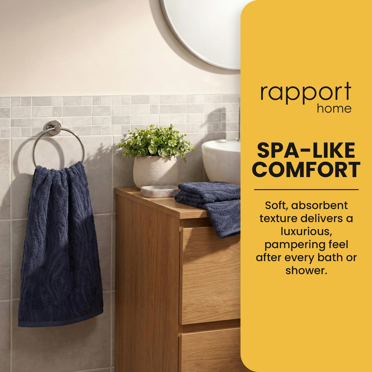 Rapport Home Safari Face Towels 2-Pack | Luxurious 100% Cotton 500gsm Soft Absorbent Face Cloths | Oeko-Tex Certified Bathroom Hand Towels