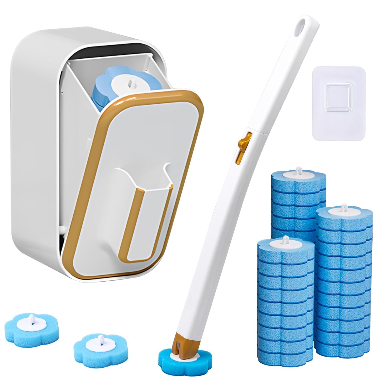Toilet Brush with 48 Refills, Wall Mounted Toilet Brush with Holder, Toilet Bowl Brush Set with 1 Toilet Wand, 1 Storage Box for Bathroom Cleaning ?