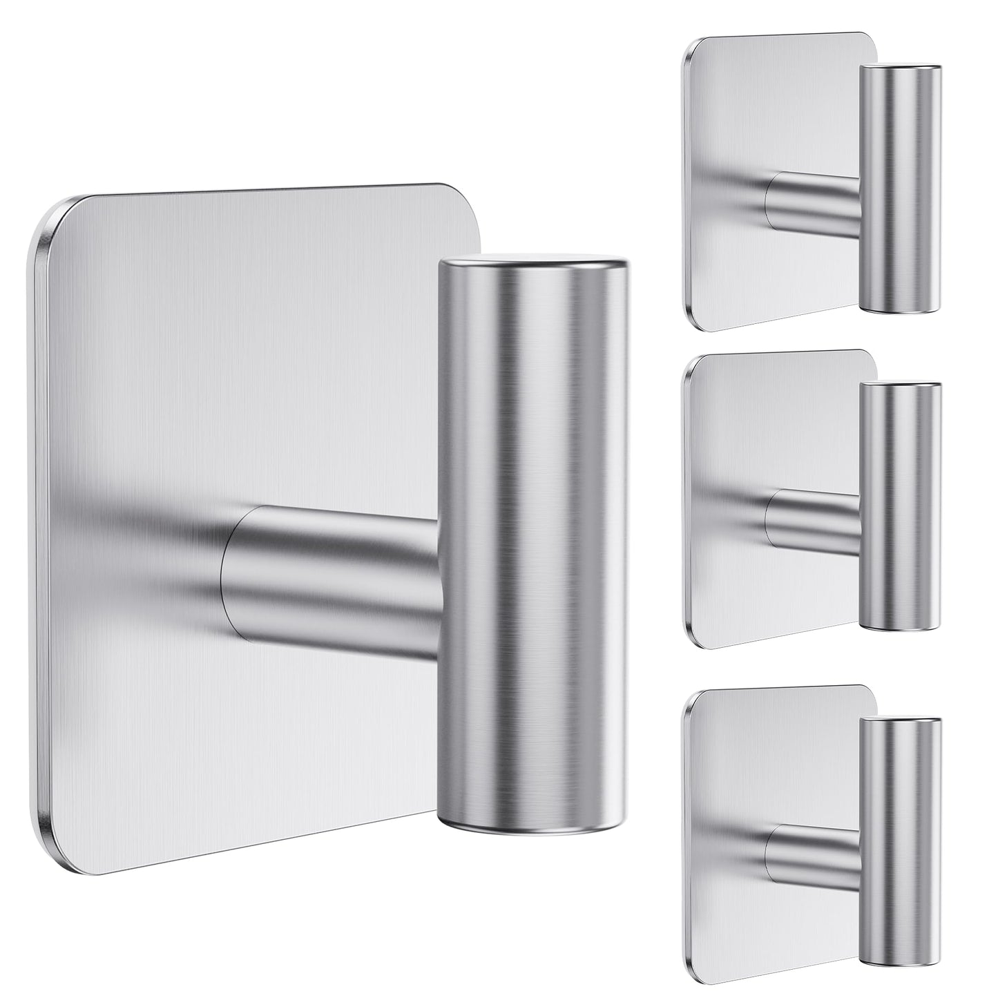 Aikzik Large Self Adhesive Hooks - 26lb Max, Stick on Hooks Heavy Duty Stainless Steel, Strong Sticky Hooks for Hanging Coats, Bathrobes and Towels,