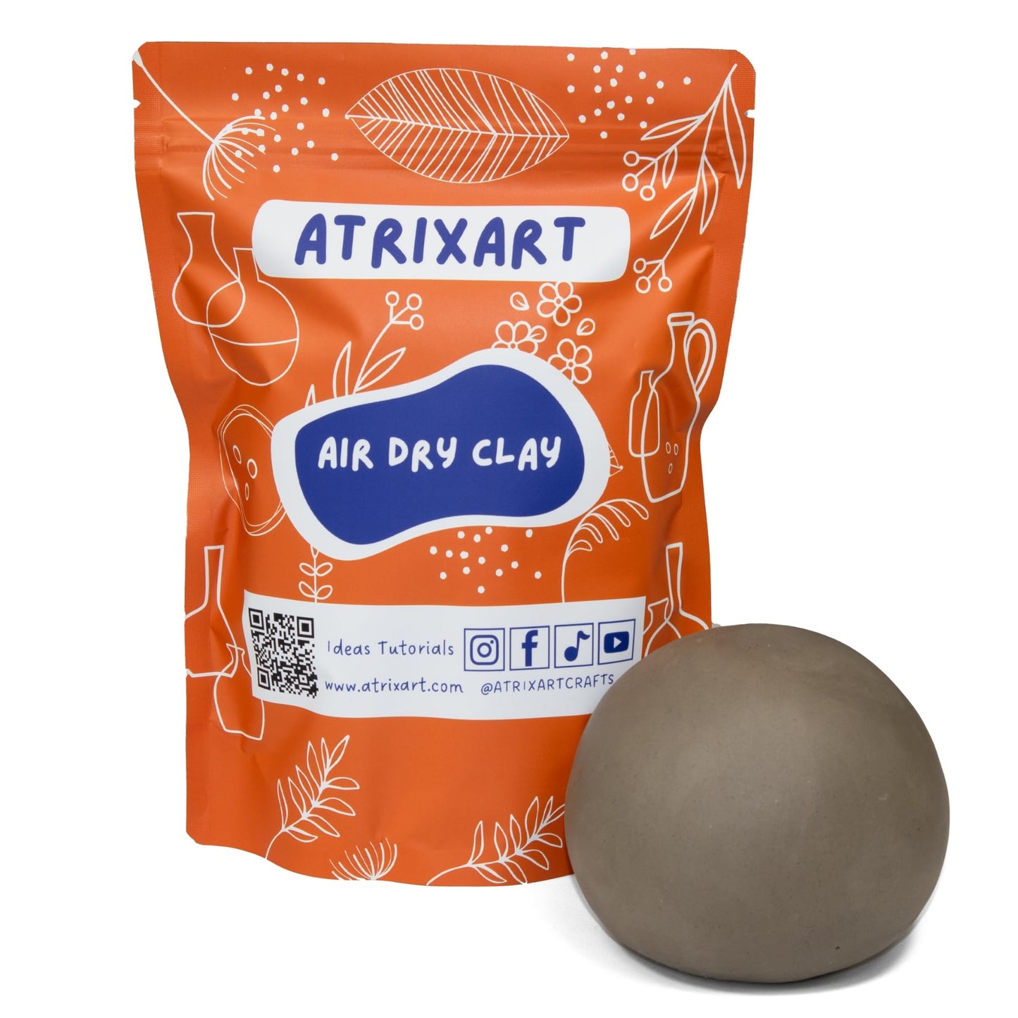 Atrixart Air Dry Clay, for Pottery Sculpting 1kg Bag. Our Premium Stoneware Pottery Clay is Fibre Reinforced for Strength and Crack Resistance. Ideal