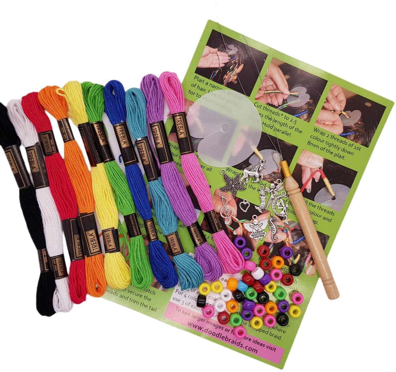 Hair Braid Wrapping Set for Girls. Hair Extension Accessories. Hair Kit Styling Gift - Kit to Make 10 Hair Wraps