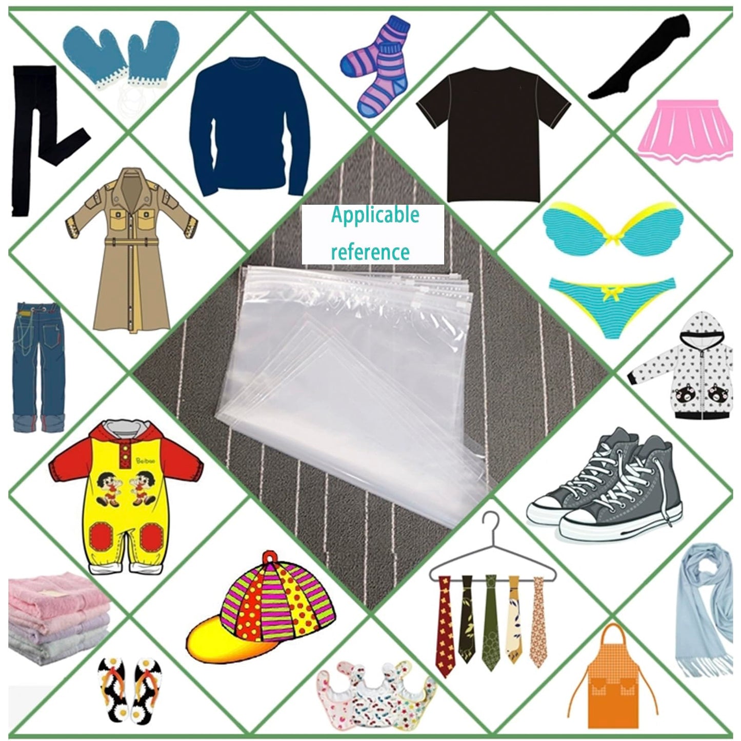 QISF 50 Pack Reusable Ziplock Bags for Clothes,40 x 30cm Large Plastic Hospital Bags,Travel Clothe Storage Bags,Clear Seal Bags Waterproof Luggage