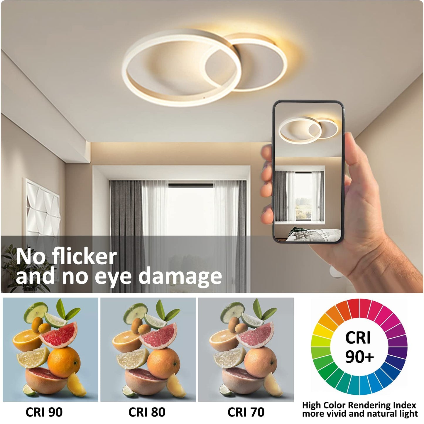 KAUCQI LED Ceiling Light, Creative LED Ceiling Lamp, 36W 3600lm, Dimmable with Remote Control 3000K-6000K, Modern Ceiling Lights for Living Room,