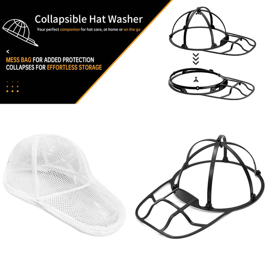 QIMATOP Baseball Cap Washing Cage, Collapsible Hat Washing Cage - Baseball Cap Cleaner for Washing Machine & Dishwasher – Ball Cap Holder