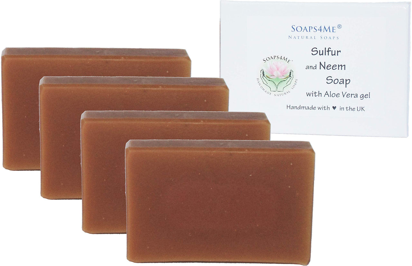 SOAPS4ME Sulphur and Neem Handmade Natural Soap set of 4 for the price of 3 | with Aloe Vera gel, Neem and Eucalyptus Essential Oils