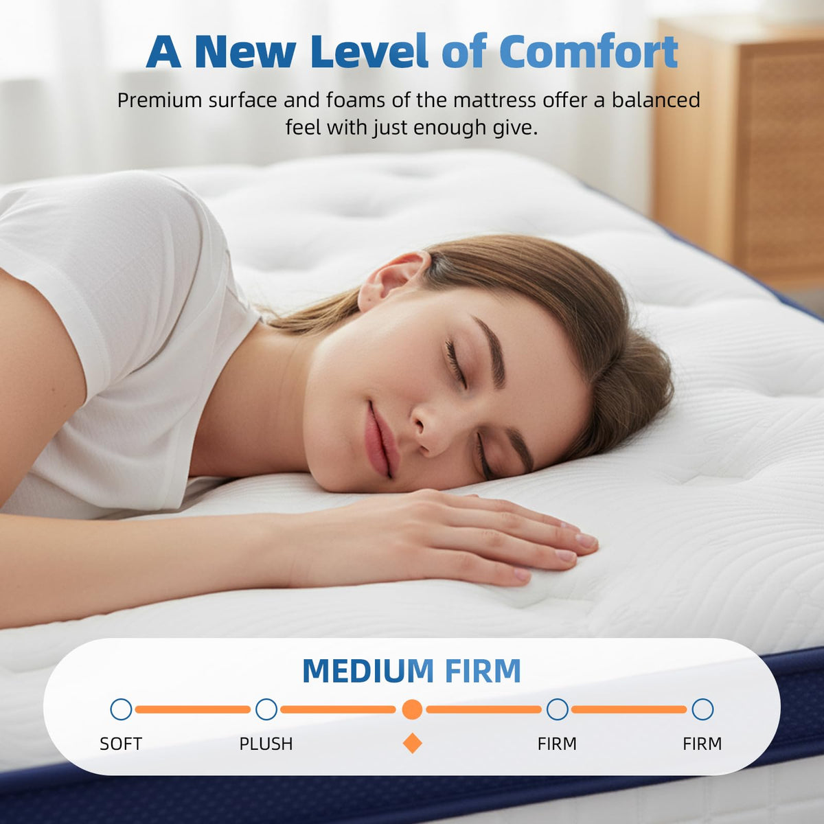 Lavfine King Size Mattress - 5FT, 10 Inch Memory Foam with Pocket Spring Hybrid, Medium Support, Motion Isolation, Breathable Soft Fabric