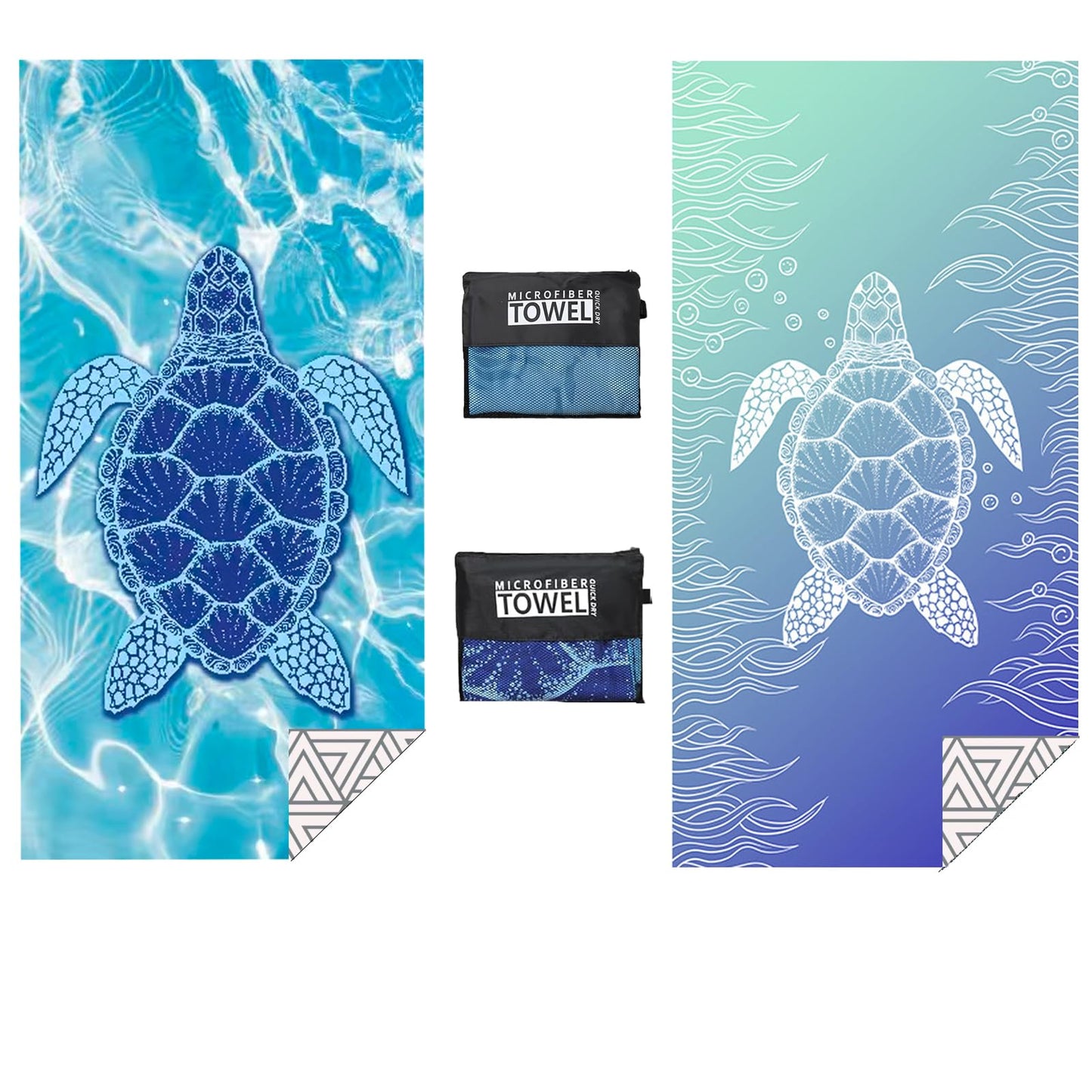 ZHOPUIMIU Microfibre Beach Towels for Adults Extra Large - 2 Pack 180x90cm Lightweight Beach Towel Quick Dry Beach Towel with Net Bag Sand Free Towel