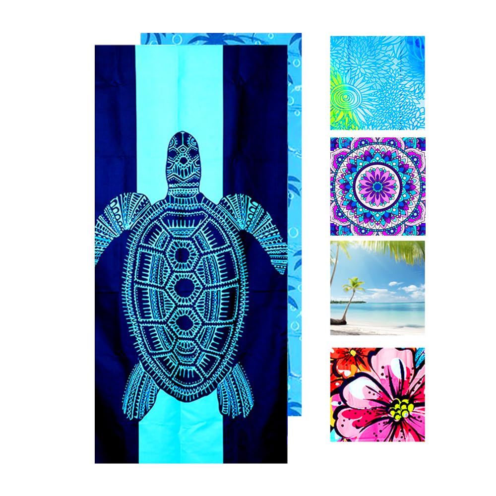JAODFK Microfibre Beach Towel 71"X32" Quick Dry Lightweight Turtle Sand Free Extra Large Thin Towels Travel Essentials For Adults Womens Swim Bath