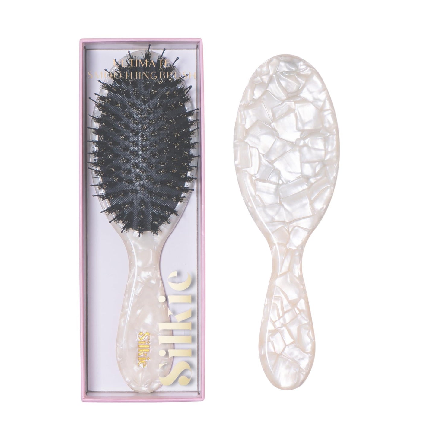 Silkie Acetate Resin Ultimate Smoothing Boar Bristle Brush Shine Detangling Straightening Gloss Natural Wigs Hair Extensions Slick Polish Curly Fine