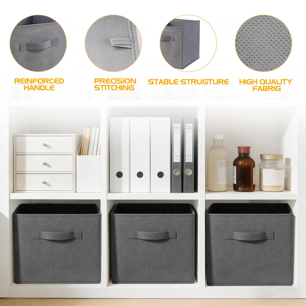 Resszo Cube Storage Boxes Set of 6, 27x27 Cubes with Handles