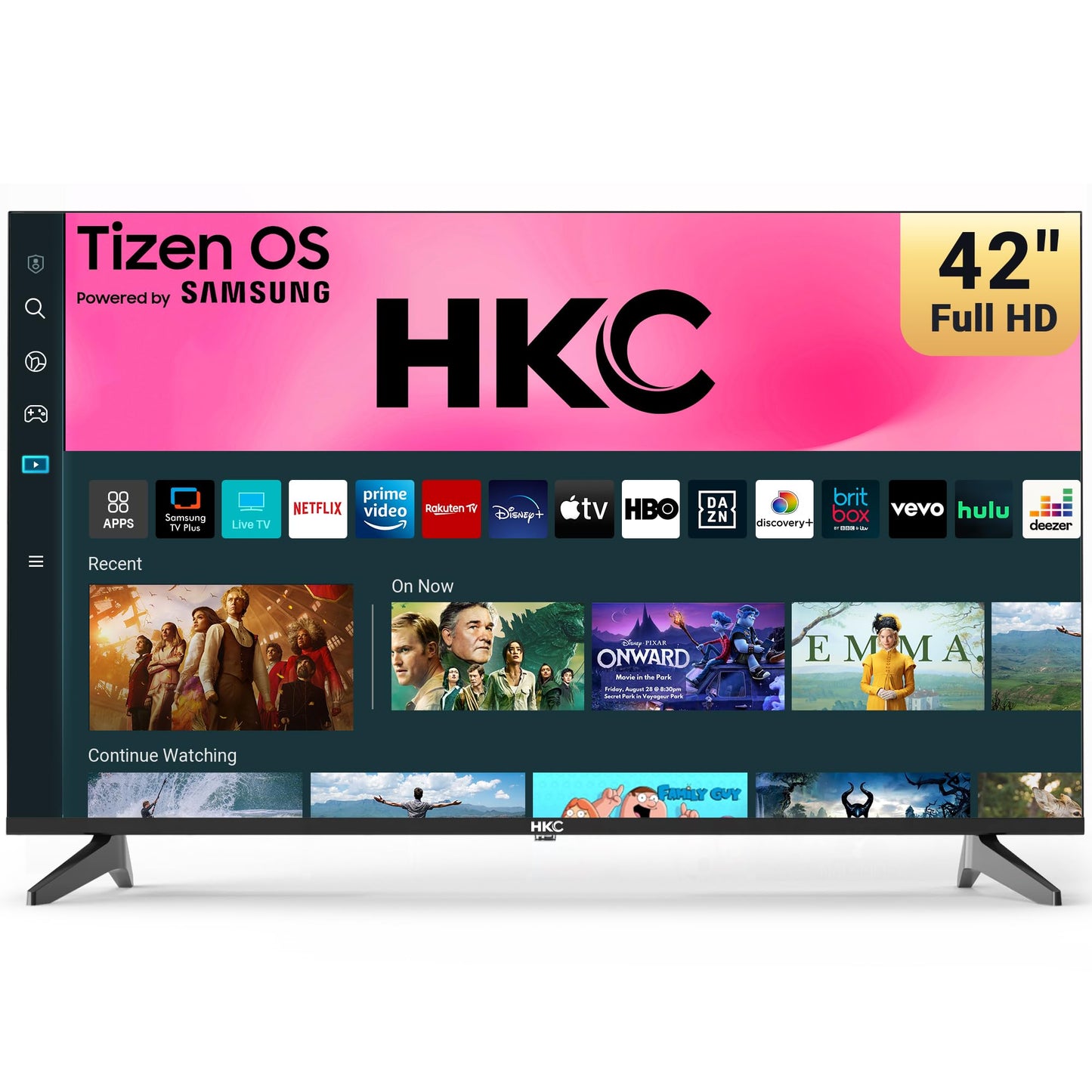 HKC 40 inch FHD Smart TV, 42 inch Tizen OS 1080P Television with Netflix Disney+ Gaming Hub Dolby Audio, Screen for Bedroom Living Room, Made in the