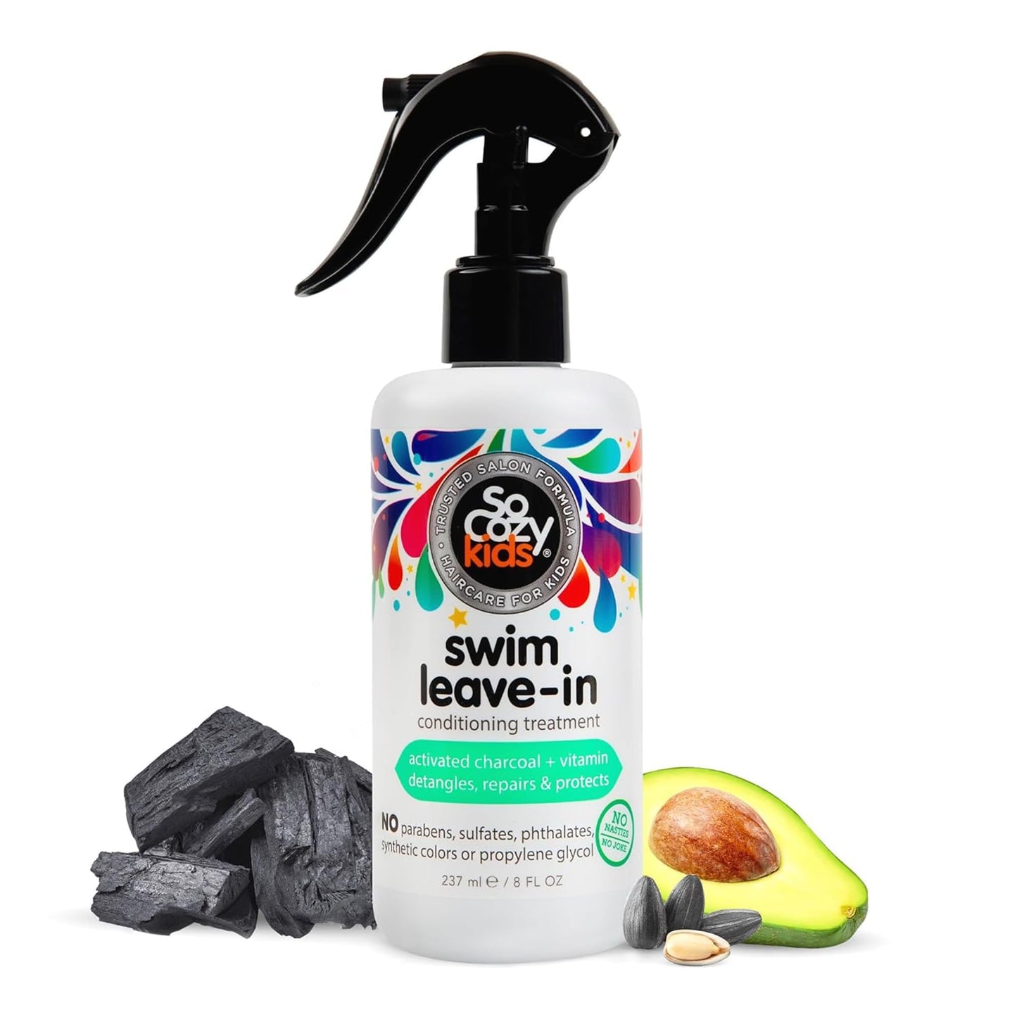 SoCozy Swim Leave-In Treatment & Conditioner with Activated Charcoal - Protects & Repairs Hair Damaged by Pool Chemicals, Saltwater, the Sun - Loco