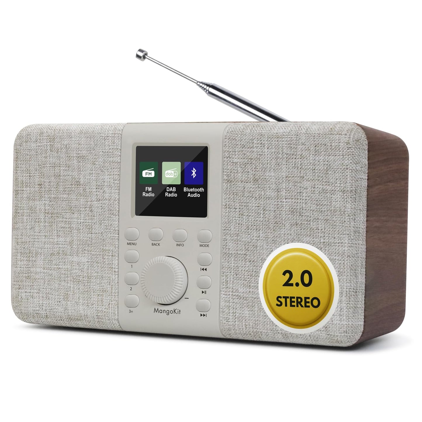 MangoKit MD5 Stereo DAB Radio with Bluetooth, 2.4" Colour Display?Portable Digital Radio w/DAB/DAB+/FM, True 2.0 Dual Speakers, 40