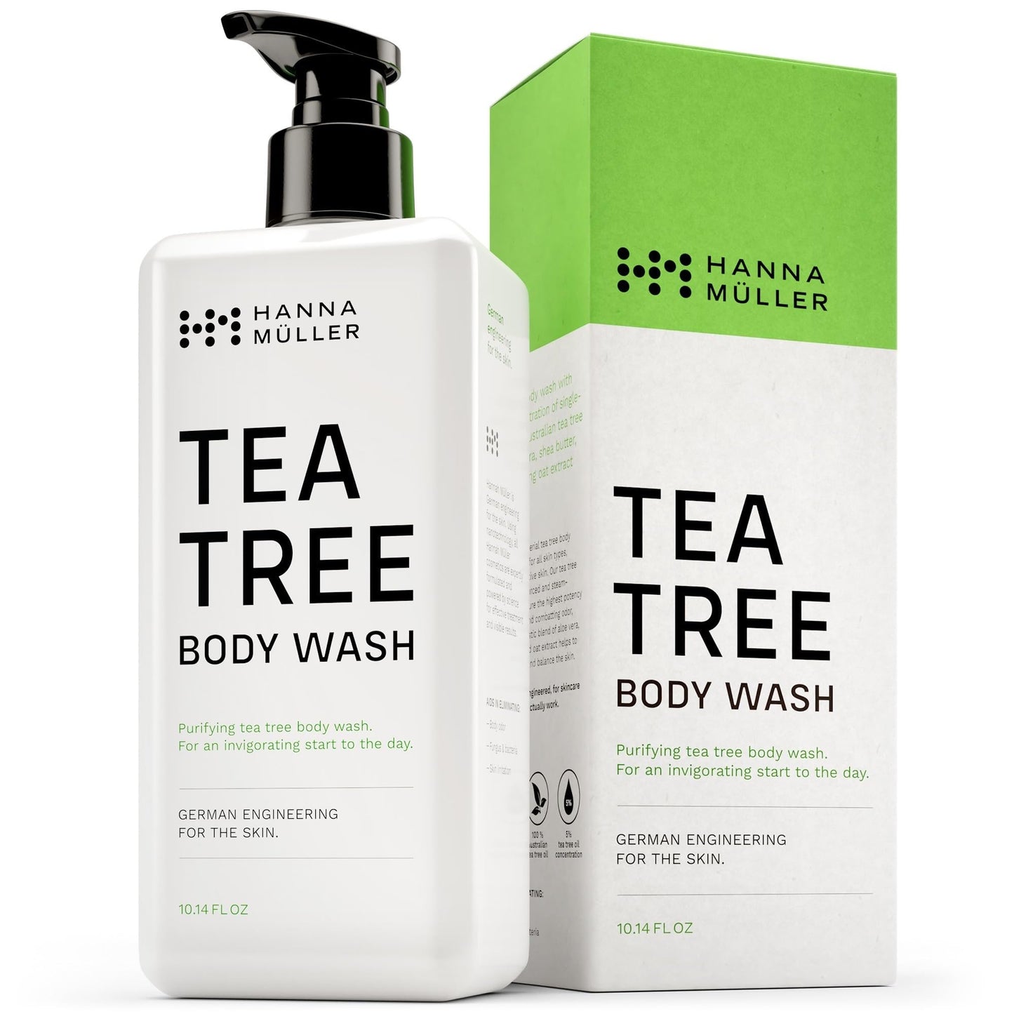 Tea Tree Body Wash, Natural Body Wash With 5% Australian Tea Tree Oil & Aloe Vera for Clean, Hydrated Skin, Steam-Distilled Acne Body Wash to Help
