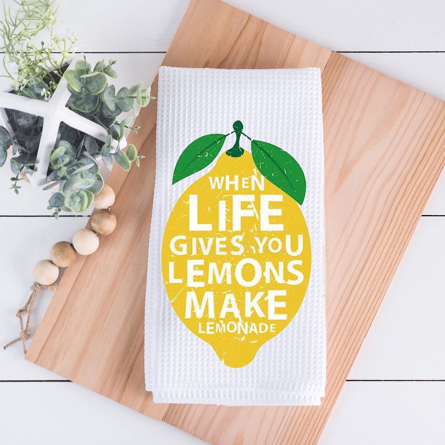 PLITI When Life Gives You Lemons Make Lemonade Novelty Kitchen Towels with Sayings Flour Sack Cotton Hand Towel (Make lemonade towelU)