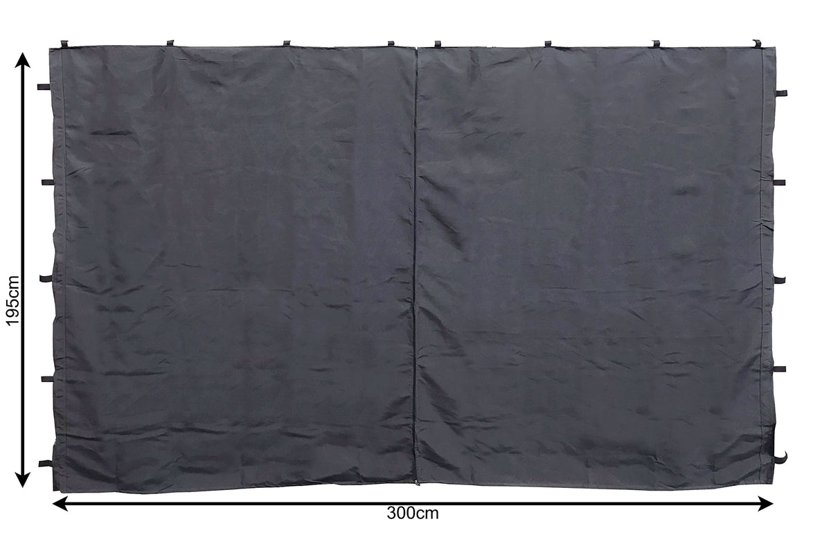 QUICK STAR 2 Side Panels with Zip for Gazebo 3x4m Pavilion Sidewall Anthracite RAL 7012