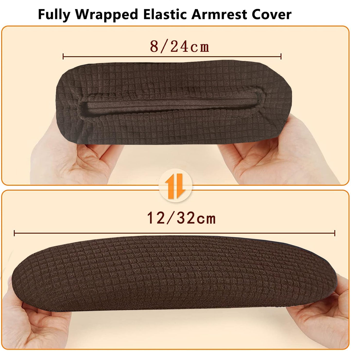 FYTXSZ Office Chair Armrest Covers - Stretchy Polyester Fabric, Washable Arm Chair Slipcovers, Fits Most Chair Arm, 1 Pair (Coffee)