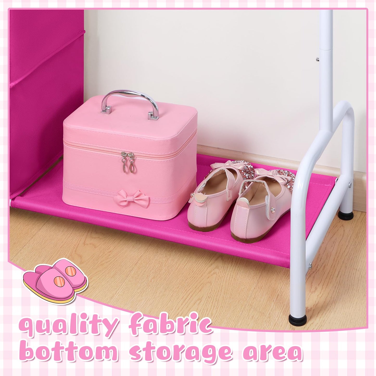Univivi Kids Clothes Rail, Short Kids Dress Up Rail, Magenta & White
