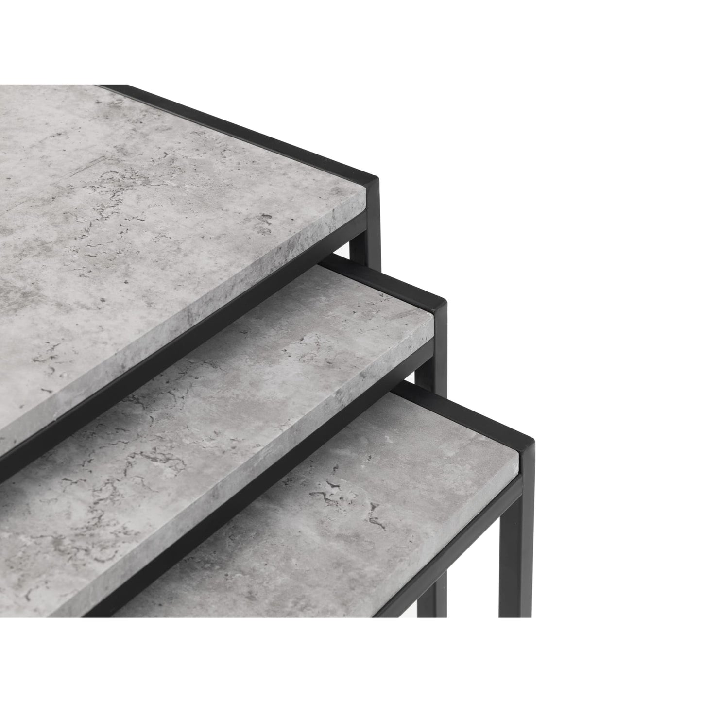 Julian Bowen Staten Nest Of 3 Tables, Concrete Effect