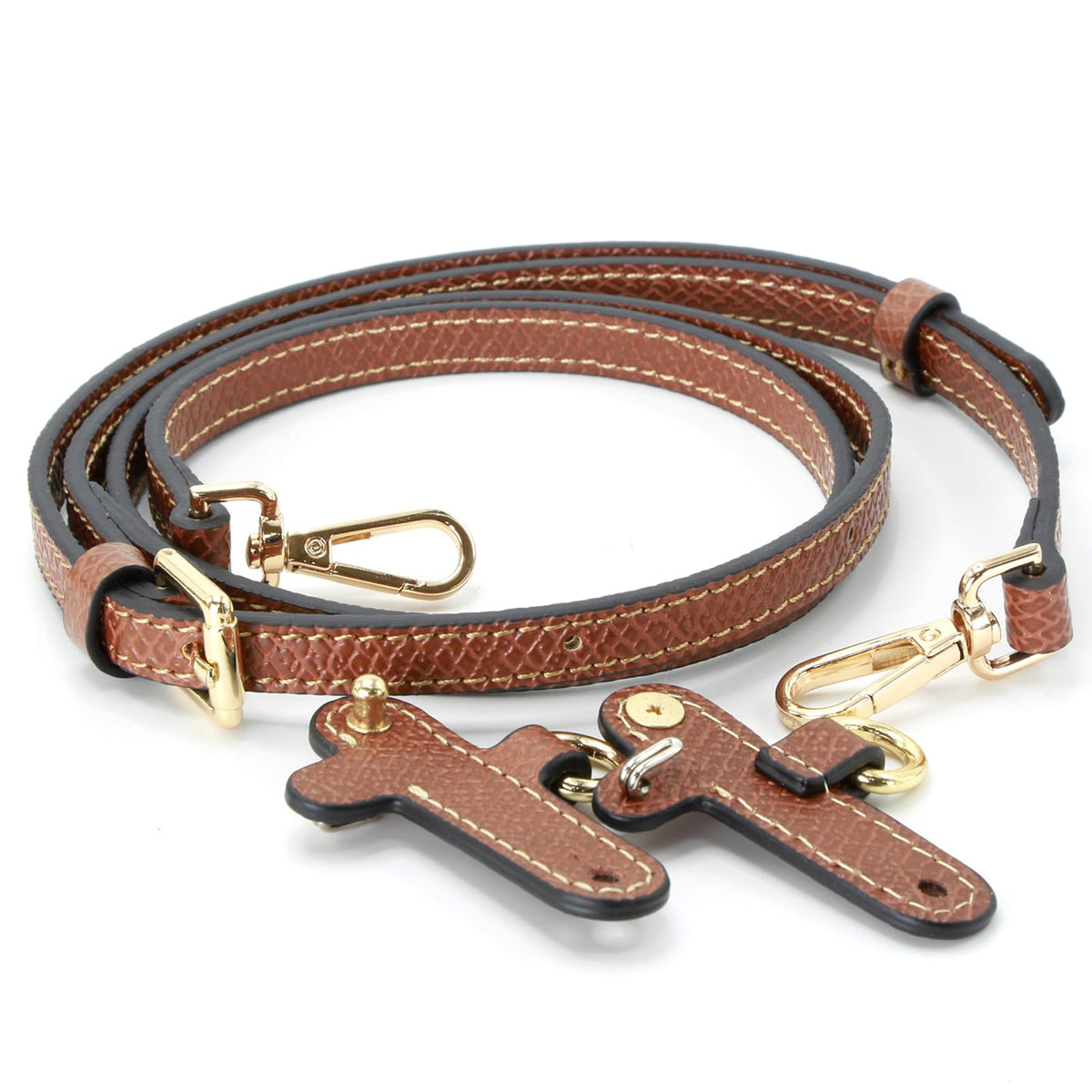 banbeln Mini Bags Leather Shoulder Strap Kit Fit For Adjustable Crossbody Small Bag brown&gold,SET