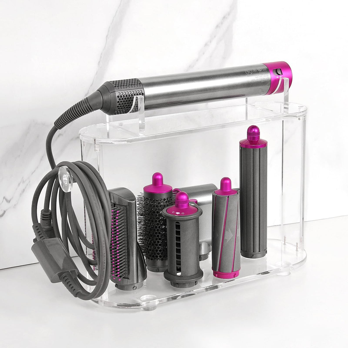 Affogato Storage Holder Compatible with Dyson Airwrap Styler Accessories, Acrylic 6 Holes Countertop Organizer Stand, Desktop Organizer for Storage