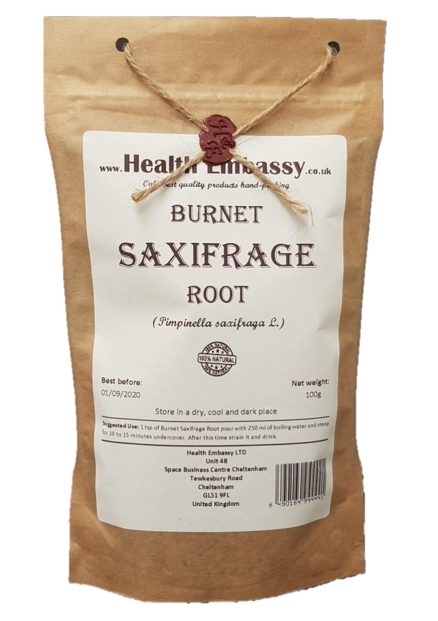 Health Embassy Burnet Saxifrage Root Tea | Pimpinella Saxifraga L | 100g