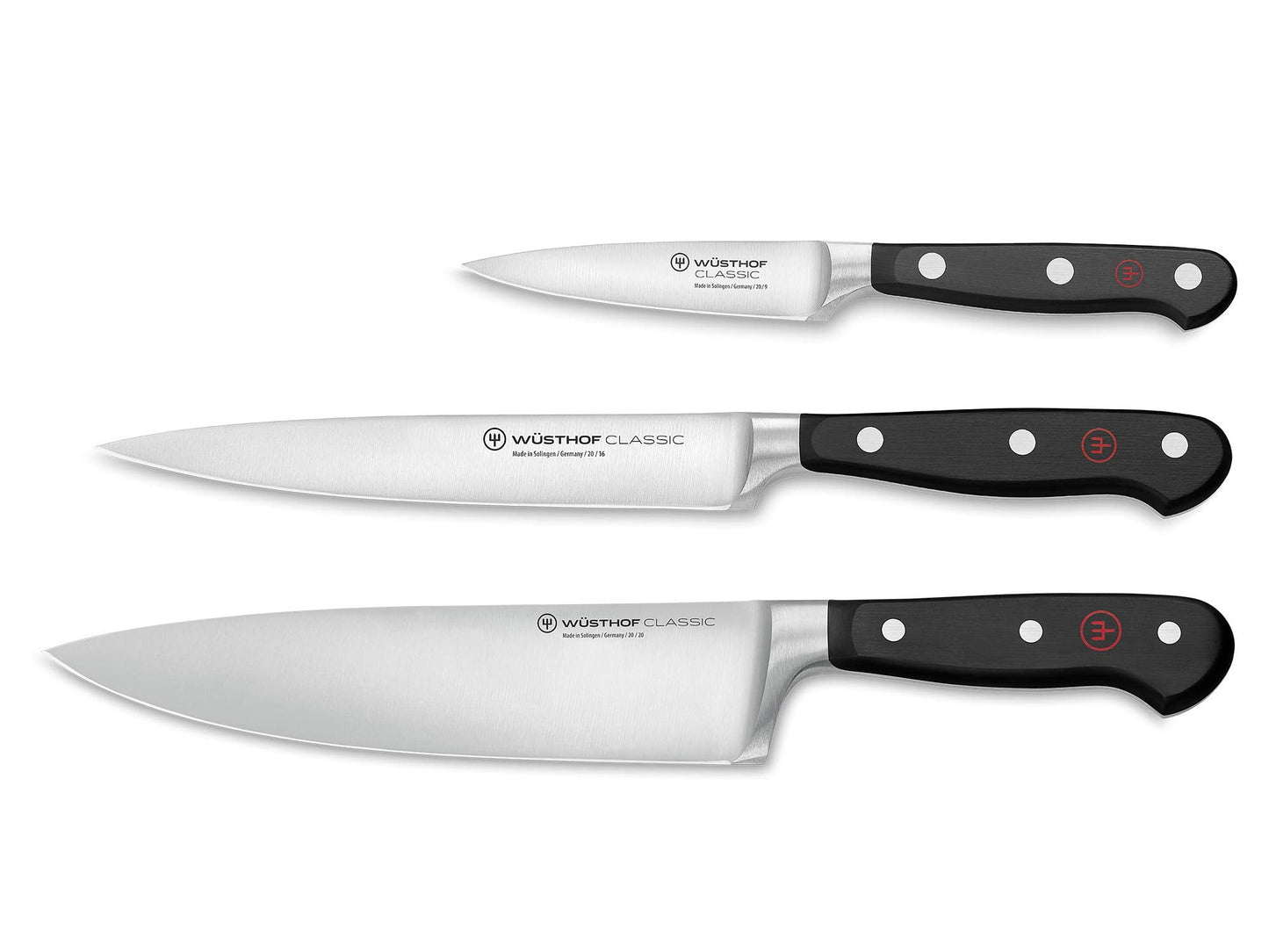 W?sthof Classic 3-Piece Chef's Knife Set, Black