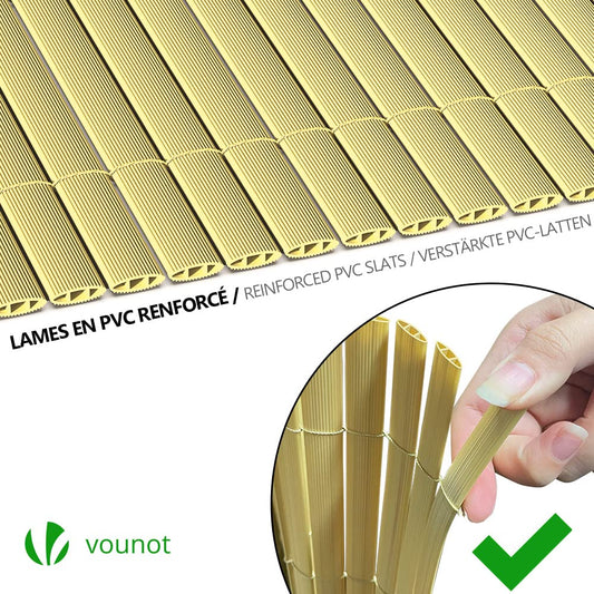 VOUNOT PVC Privacy Screening Fence 90 x 500 cm, Double Reinforced Struts Privacy Protection for Garden, Balcony and Terrace, Wind and Sun Protection