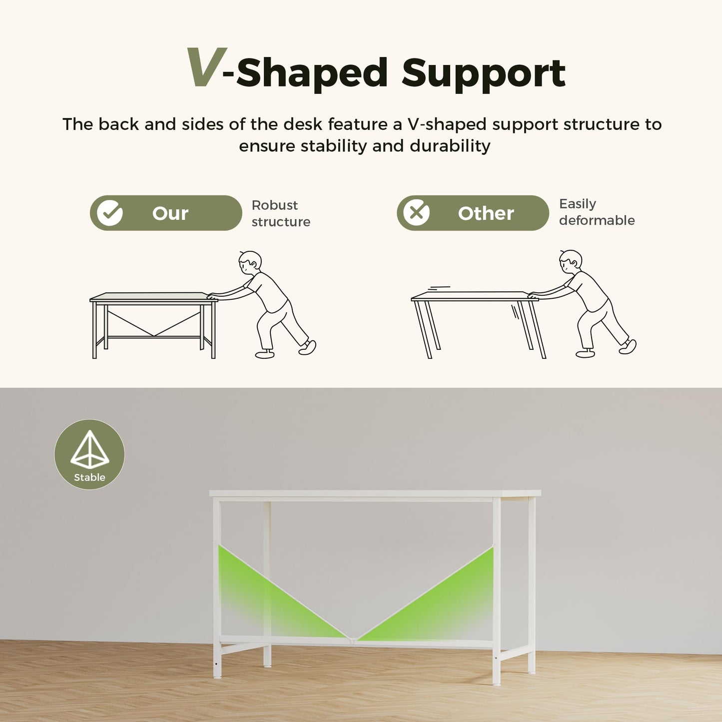 Mericonia Basic Computer Desk, 2 pieces Desktop, 120x50cm, White