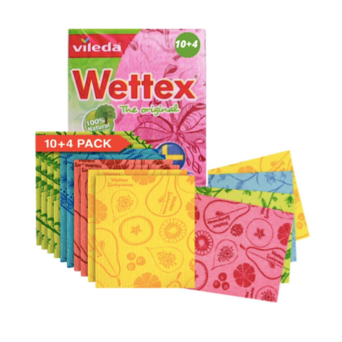 Wettex The Original 14 Pack Swedish Dishcloth for Kitchen - Eco Friendly Reusable Paper Towels - Assorted Dish Cloths for Washing Dishes