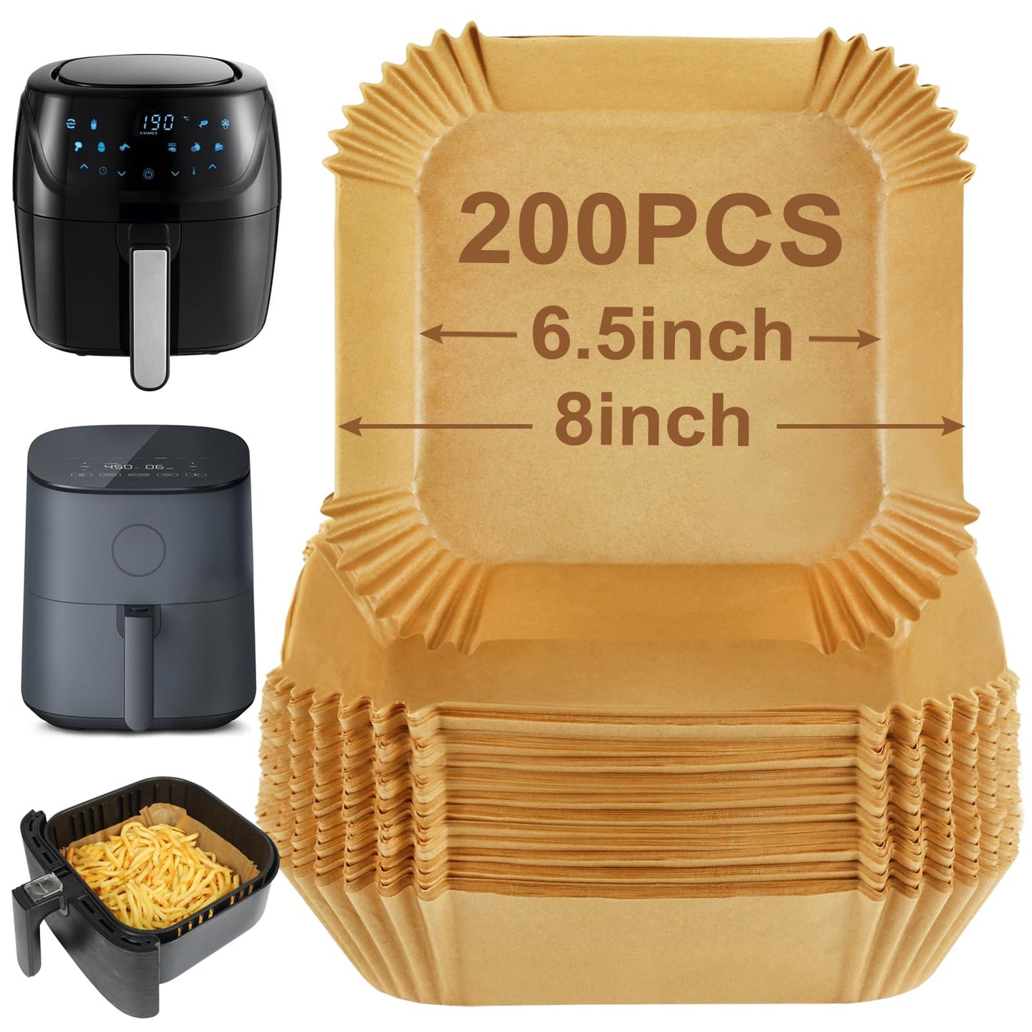 BYKITCHEN 200pcs Air Fryer Liner, Airfryer Accessories, 8 Inch Air Fryer Liners Disposable, Nonstick Parchment Paper for Air Fryer, Compatible with