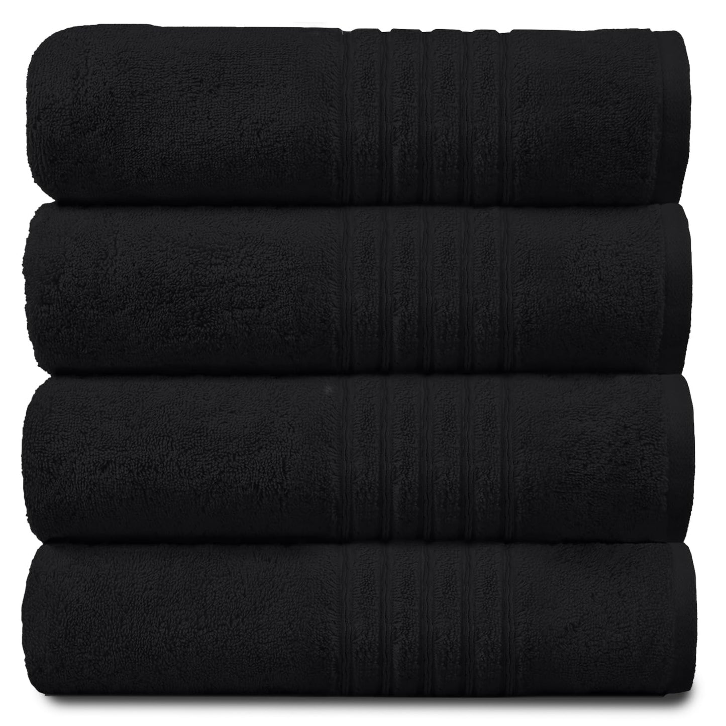 GC GAVENO CAVAILIA 450 GSM Jumbo Bath Sheet, 100% Egyptian Cotton, Black, Pack of 4 Hand Towel