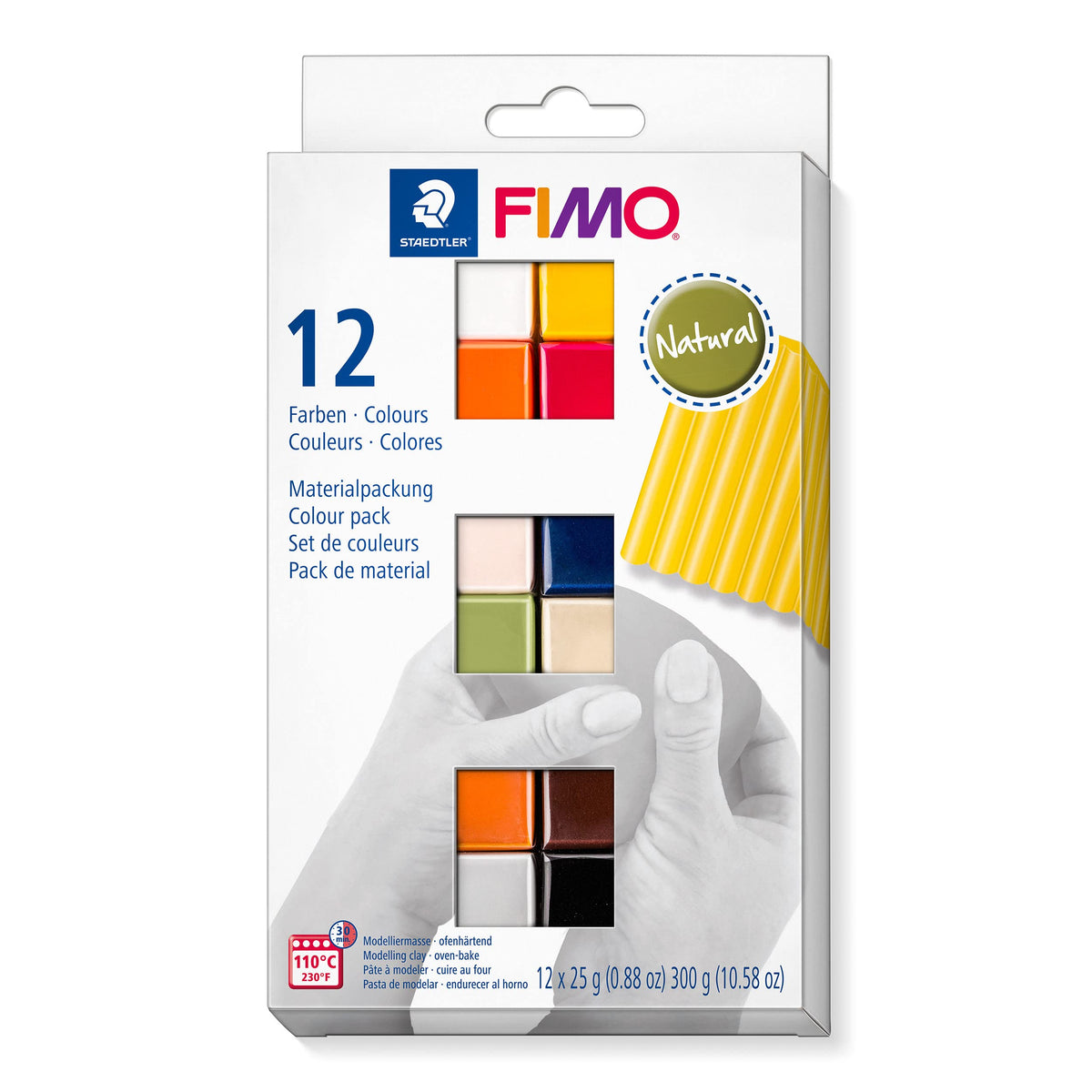 STAEDTLER 8023 C12-4 FIMO Soft Oven-Hardening Polymer Modelling Clay - Assorted Natural Colours Pack of 12 x 25g Blocks