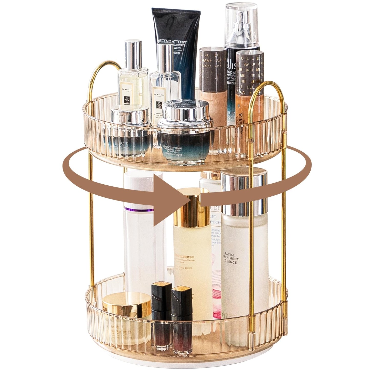 CESTATIVO Makeup Organizer for Vanity, 360? Rotating Bathroom Organizer Countertop, High-Capacity Skincare Organizer, Spinning Cosmetics Organizer for