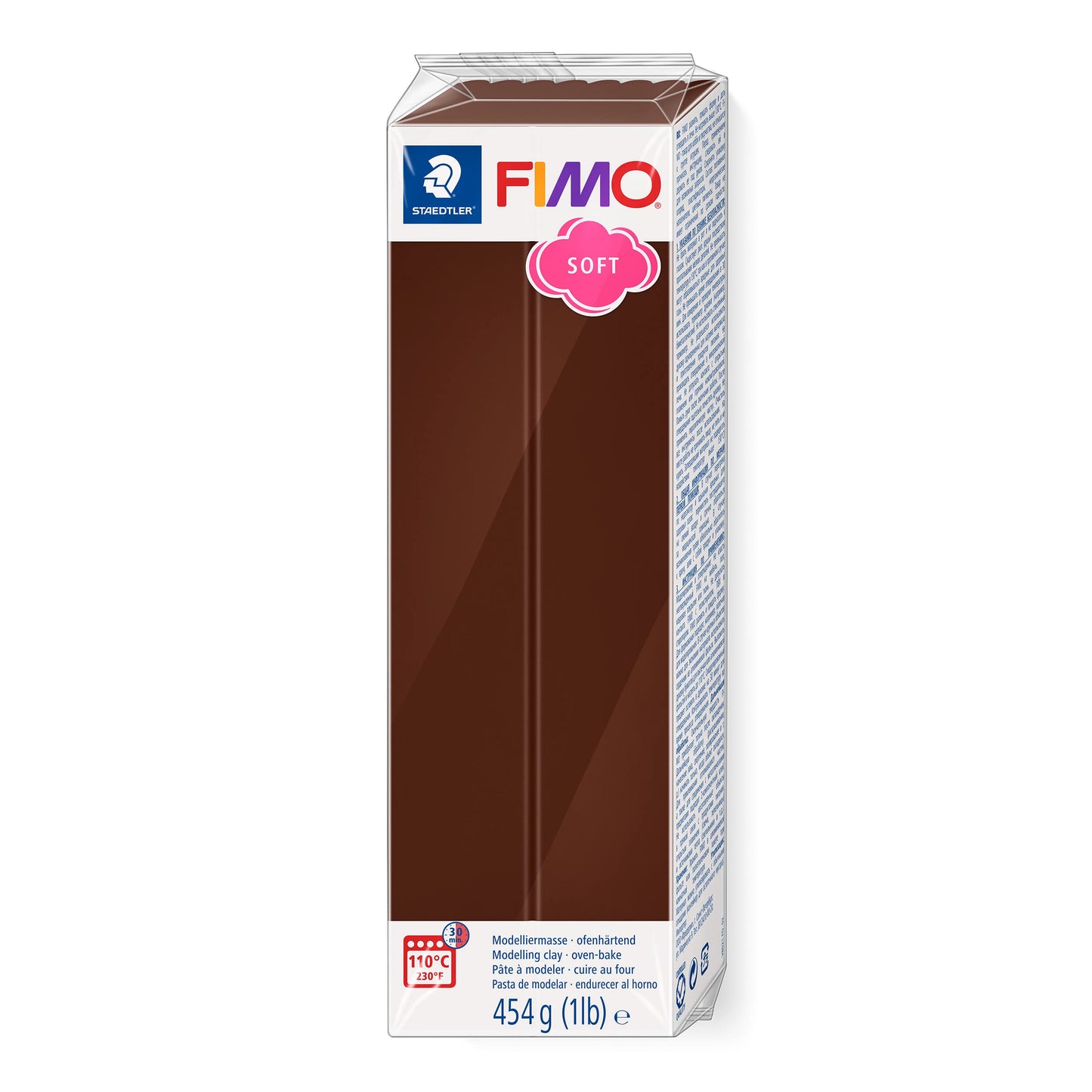 STAEDTLER 8021-75 FIMO Soft Oven-Hardening Polymer Modelling Clay - Chocolate 1 x 454g Block