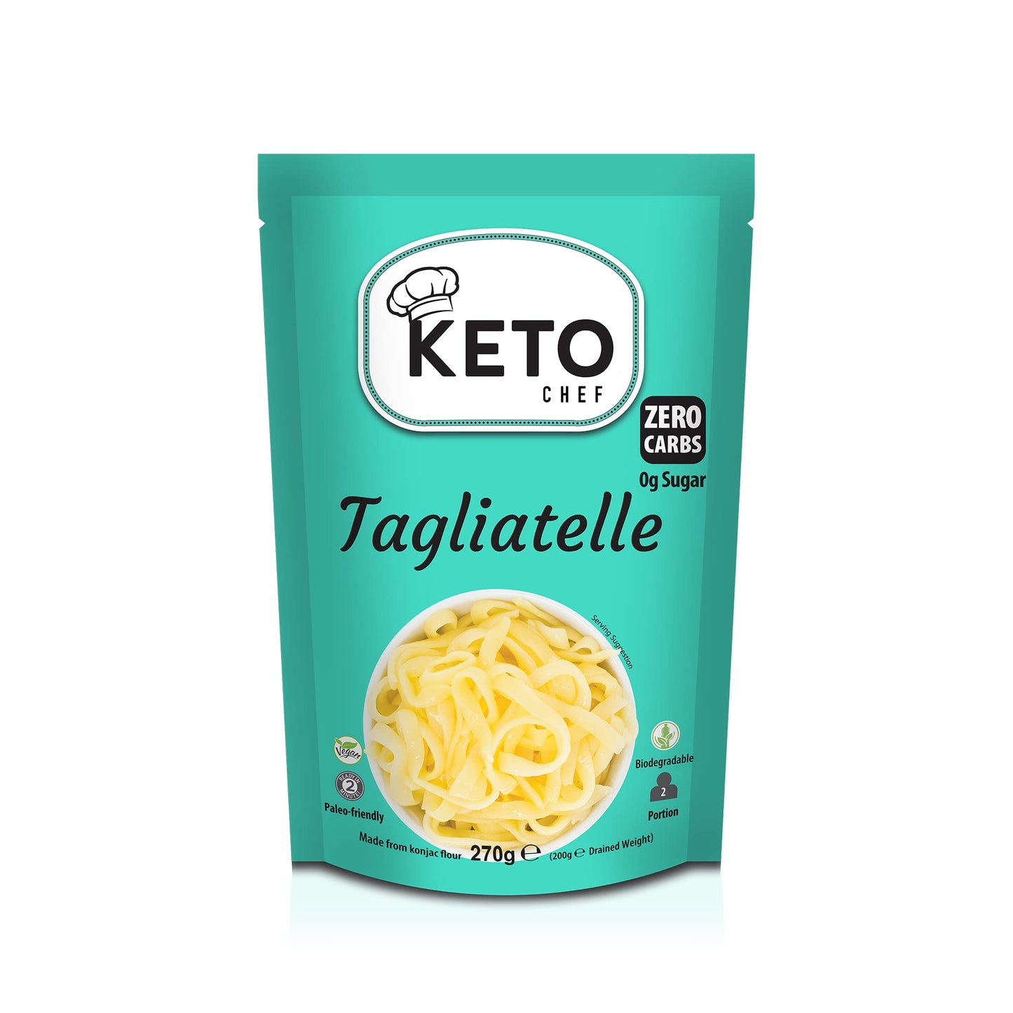 Keto Chef Free-from Konjac Tagliatelle (Pack of 6, 270g) - Vegan & Sugar Free, Made of Konjac Flour Having Zero Carbohydrate & Oat Fiber, Shirataki,