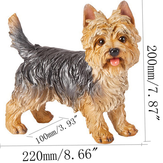 WANLIAN Hand-Painted Resin Yorkshire Terrier Statue -outdoor Garden & Indoor Decor, Realistic Dog Sculpture, for Pet Lovers (7.87" Height)
