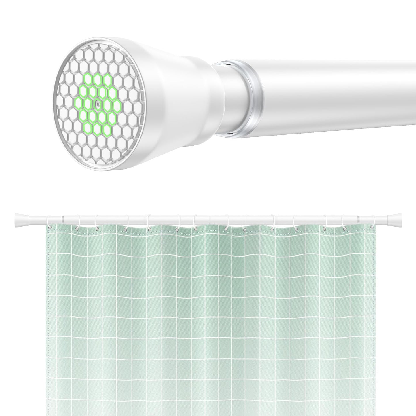 Shower Curtain Pole Extendable Curtain Poles 115-195 cm Tension Rods for Curtains Net Curtain Rods Shower Curtain Rod Extendable Telescopic Curtain