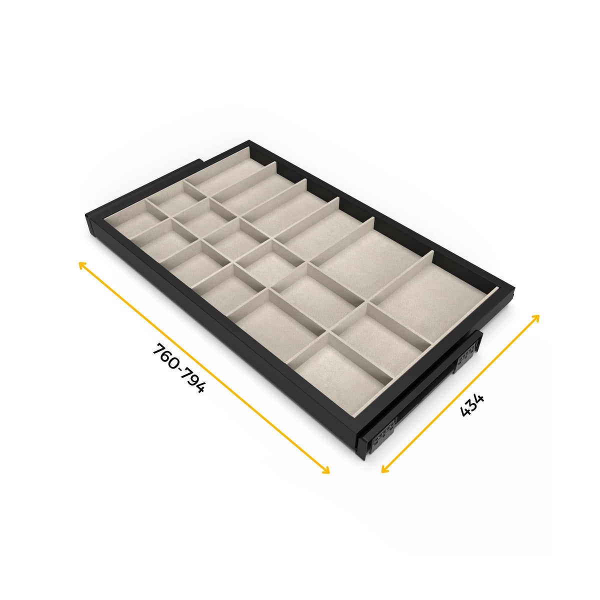 Emuca - Kit of organizer drawer with rack with soft-close slide for closets, adjustable, module 800mm (31,5 inch)