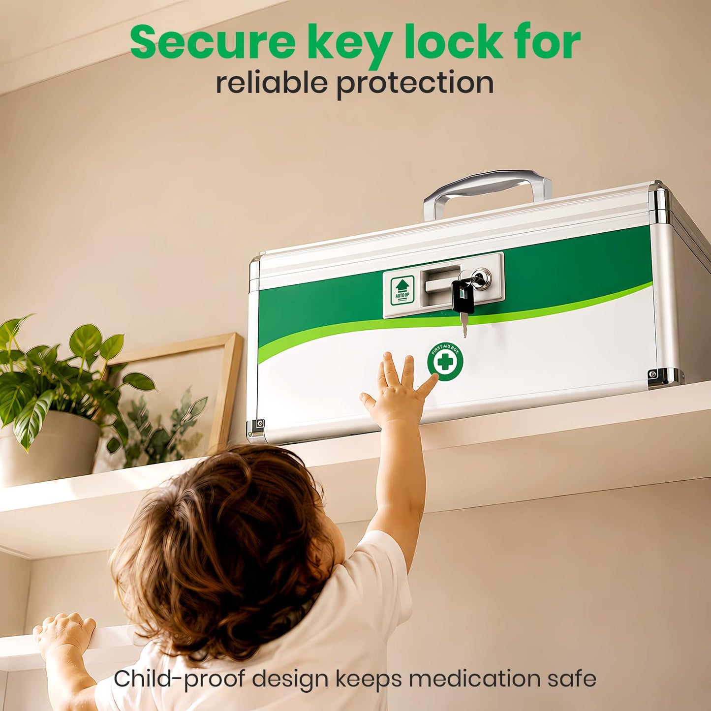 ZORVIDSON Lockable Medicine Box, Medication Storage with Key Lock, Portable First Aid Safe Empty Box