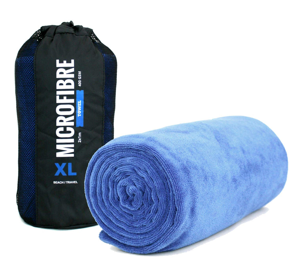 Immaculate Textiles Extra Large Microfibre Beach/Travel/Swim Towel for Adults - 2x1m - 400GSM Blue