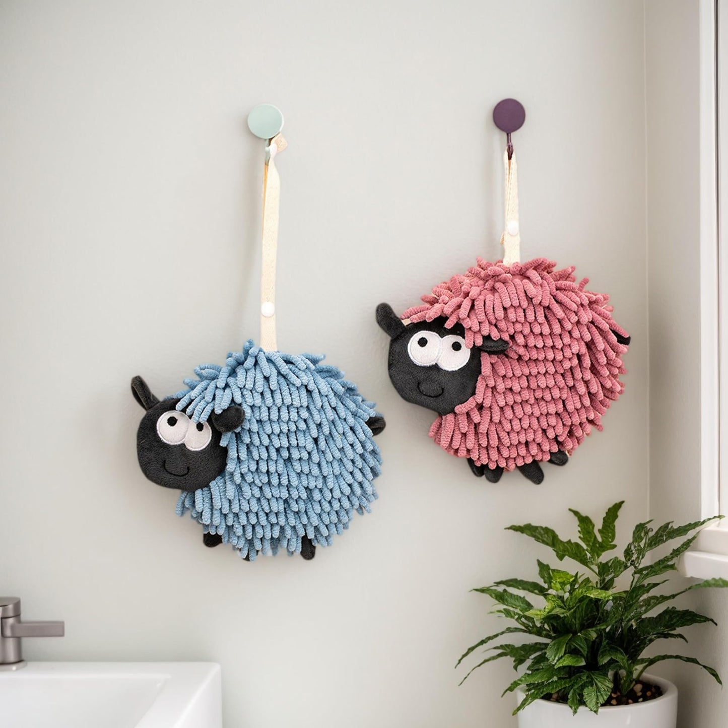 HMETOL Chenille Hand Towels with Hanging Loop, 1 Pack Funny Bathroom Hand