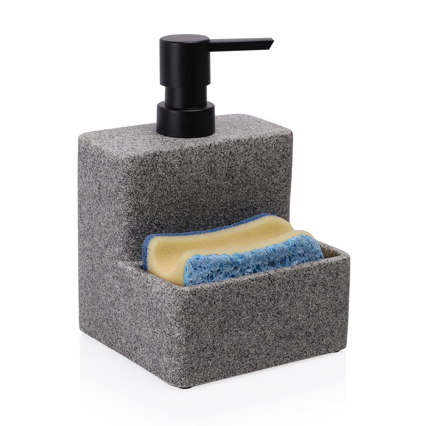 zccz Soap Dispenser with Sponge Holder, Liquid Hand and Dish Soap Dispenser Pump Bottle and Sponge Holder 2 in 1 for Kitchen Sink Bathroom Counter