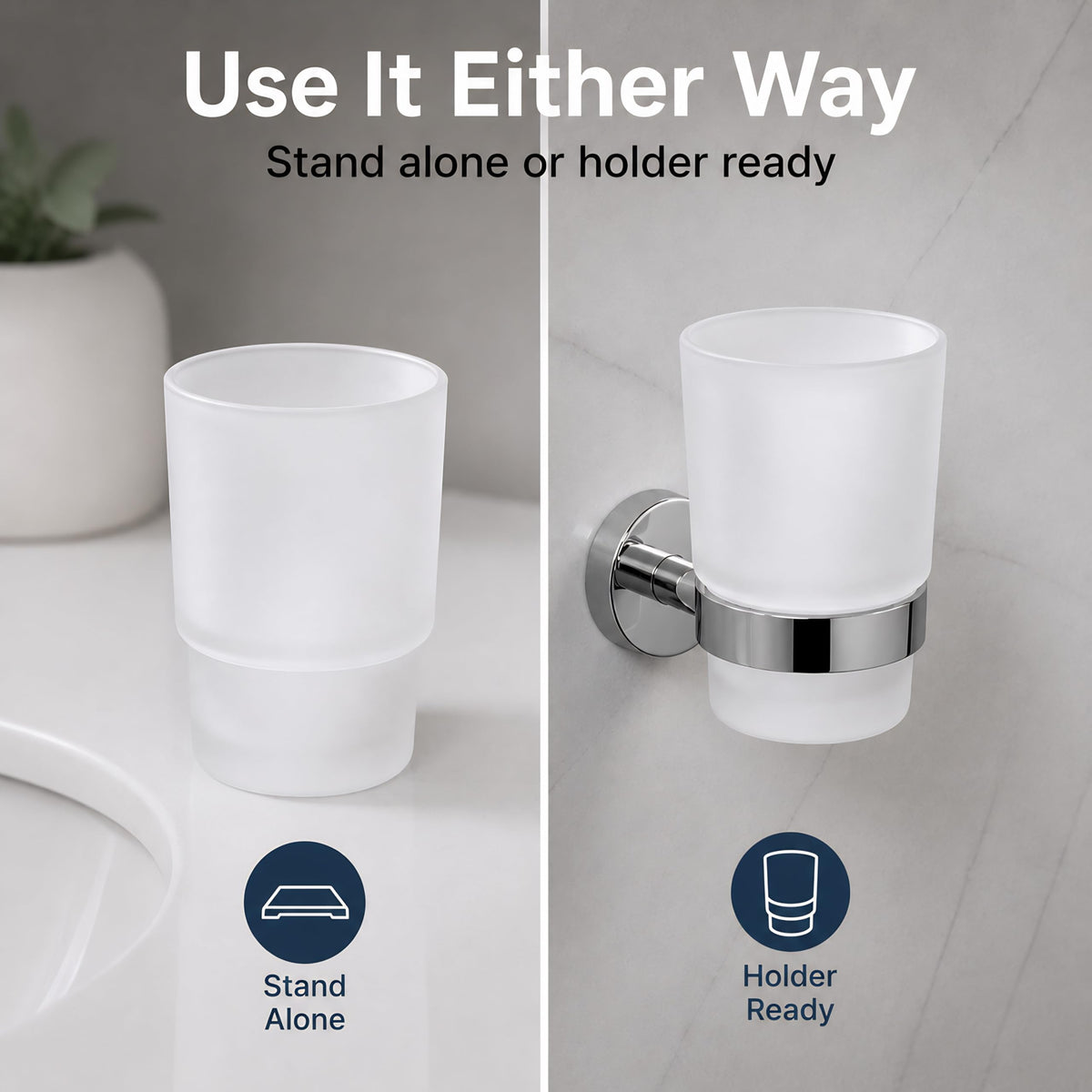 YOSSEE Replacement Glass Tumbler for Toothbrush Holders, Bathroom Cup