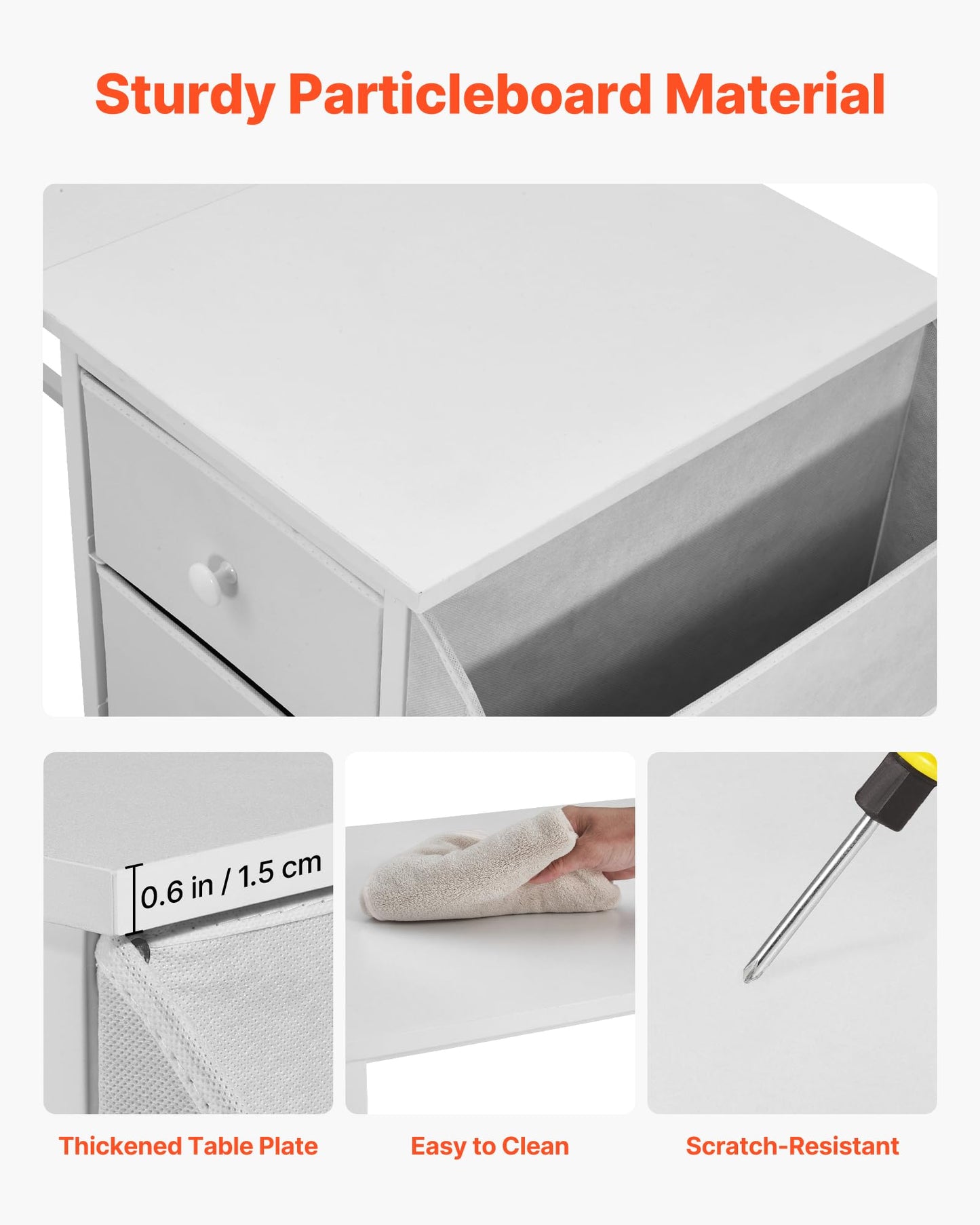 VEVOR Computer Desk with Fabric Drawers, 120 cm Reversible Study Work Writing Desk for Modern Home Office Bedroom