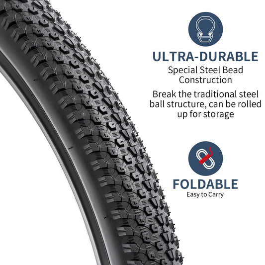 YunSCM 2-Pack 26" Mountain Bike Tyres 26x1.95 ETRTO 50-559 and 26 inch Bike Tubes AV33mm Valve, Compatible with 26x 1.85 26 x 1.95 26 x 2.0 MTB Bike