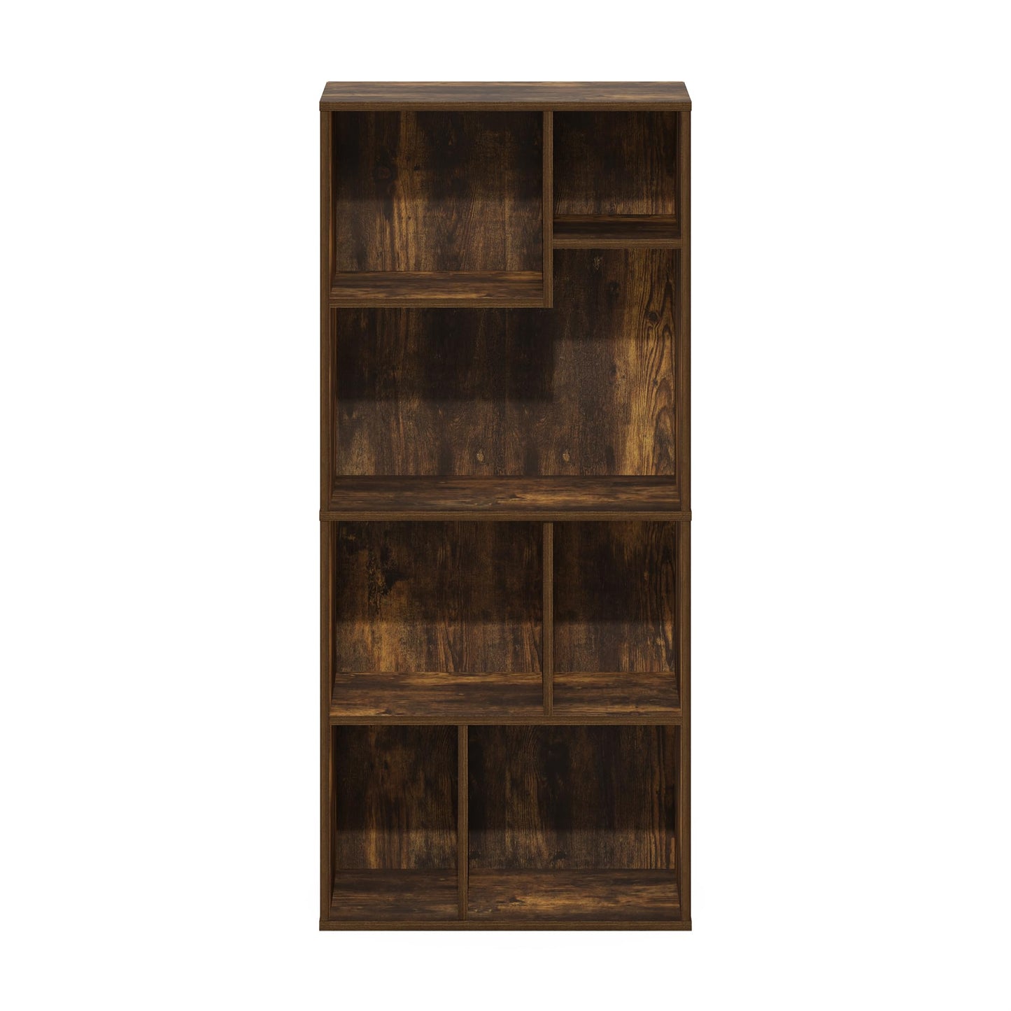 Furinno DALY Book Shelf, 7-Cube Bookshelf, Cube Storage Organizer Bookcase with Irregular Compartments, 24.1 x 48.0 x 106.9 cm, for Living Room