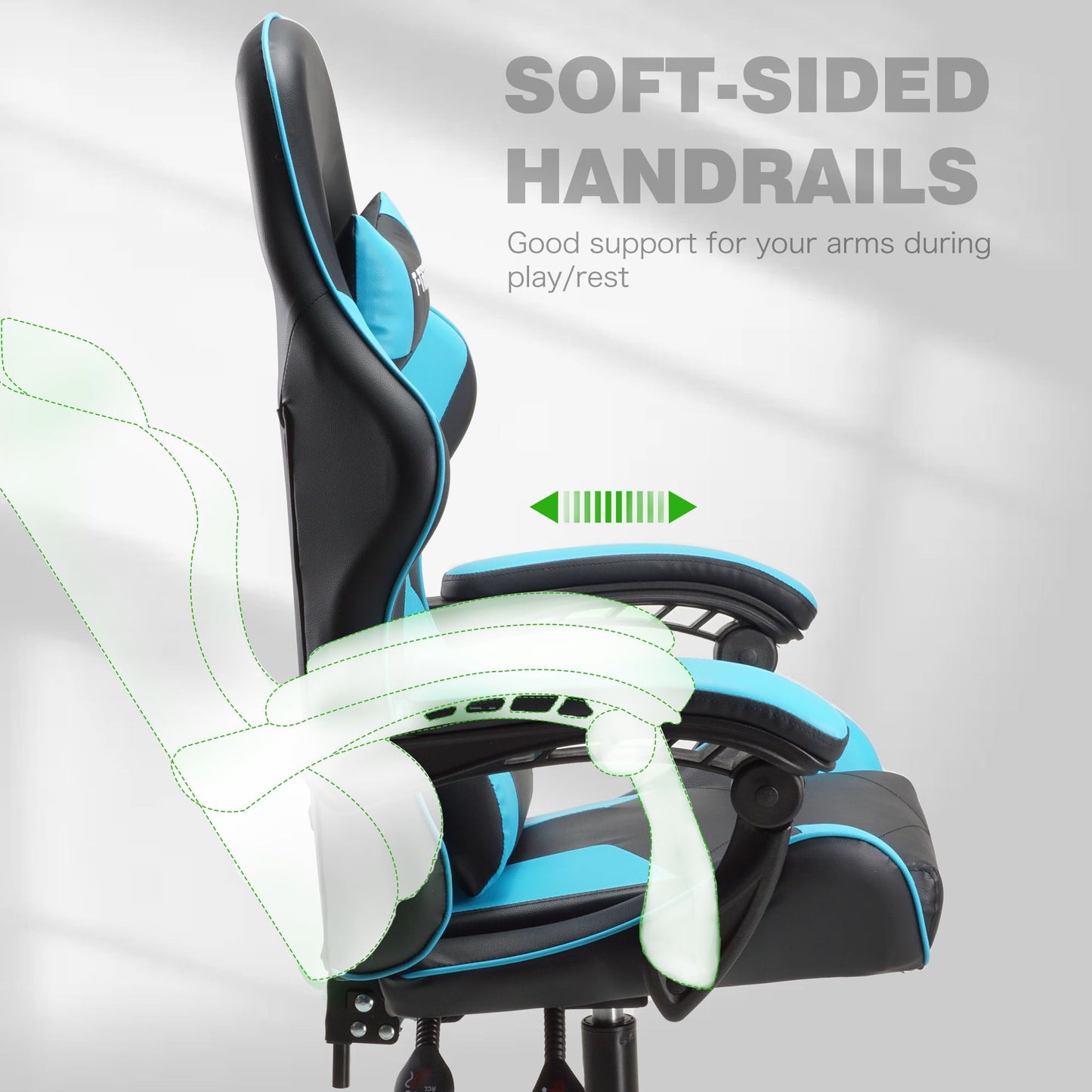 T-THREE.Ergonomic high-back gaming, computer, office, study, swivel, and racing-style chair with adjustable lumbar and headrest support